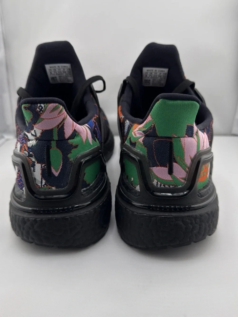 adidas Black Athletic Sneakers with Blue & Orange Floral Print